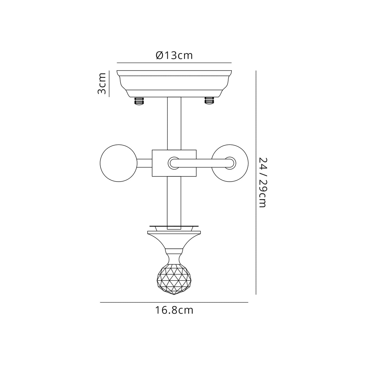 Holloway Semi Flush Ceiling Fitting, 2 x E27, Satin Nickel