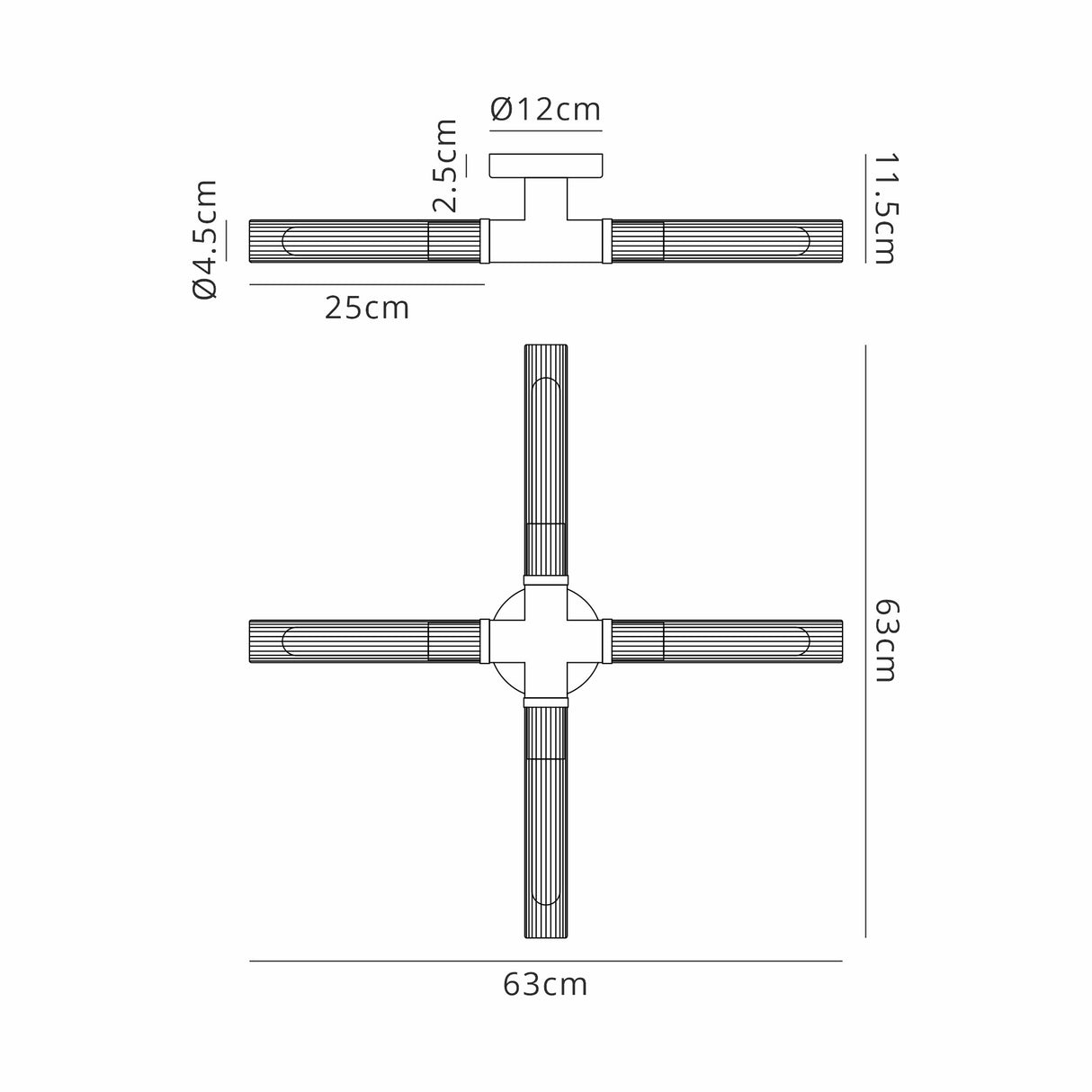 Ferdinand 4 Light Ceiling, E27, IP44, Satin Black