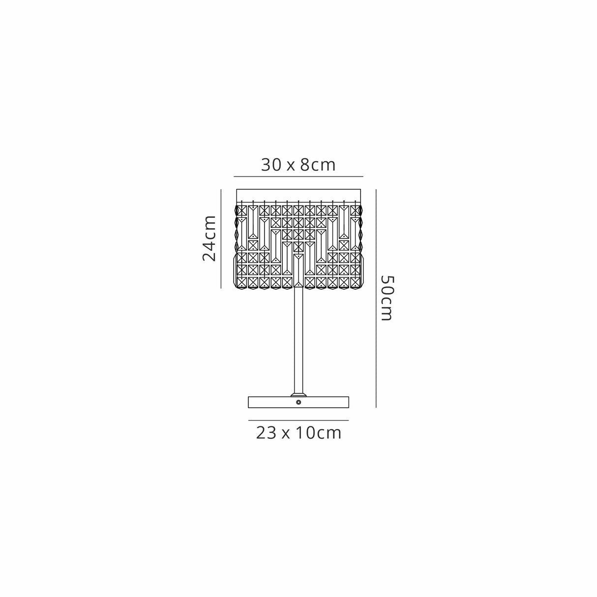 Devine 30x10cm Rectangular Table Lamp, 2 Light E14, Polished Chrome / Crystal