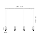 Allardyce Linear Suspension Kit, 4 x E27, Matt Black
