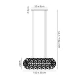 Byrne Oblong Linear Pendant 10 Light G9 Polished Chrome / Crystal (28 extra sets of crystal)