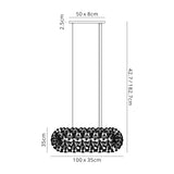 Byrne Oblong Linear Pendant 10 Light G9 French Gold / Crystal (28 extra sets of crystal)