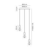 Allardyce 2m Round Suspension Kit, 3 x E27, Polished Nickel / Matt Black