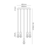Allardyce 2.5m Round Suspension Kit, 5 x E27, Black Chrome / Matt Black