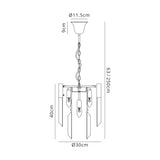 Longhorn 30cm Pendant Round 4 Light E14, Matt Black / Clear Sculpted Glass