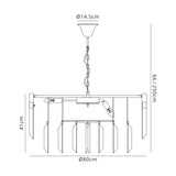 Longhorn 80cm Pendant Round 12 Light E14, Matt Black / Clear Sculpted Glass, Item Weight: 25.4kg