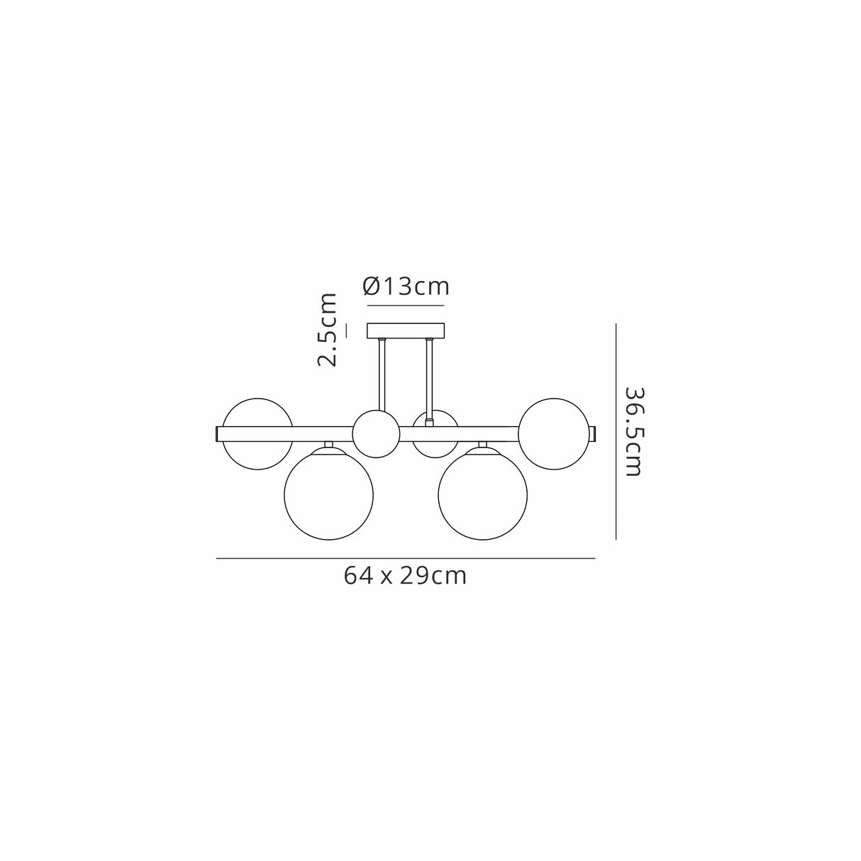Ferguson Semi Flush Ceiling Light, 6 x G9, Satin Nickel, Amber Plated Glass