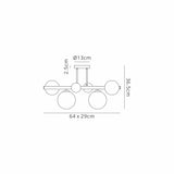 Ferguson Semi Flush Ceiling Light, 6 x G9, Satin Nickel, Amber Plated Glass