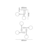 Gayle Flush Ceiling, 5 Light G9, Graphite / Satin Nickel / Smoke Glass