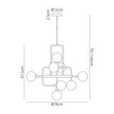 Gayle Fixed Pendant, 12 Light G9, Graphite / Satin Nickel / Smoke Glass