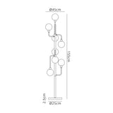 Gayle Floor Lamp, 8 Light G9, Graphite / Satin Nickel / Smoke Glass