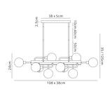 Gayle Fixed Pendant Ceiling, 10 Light G9, Graphite / Satin Nickel / Smoke Glass