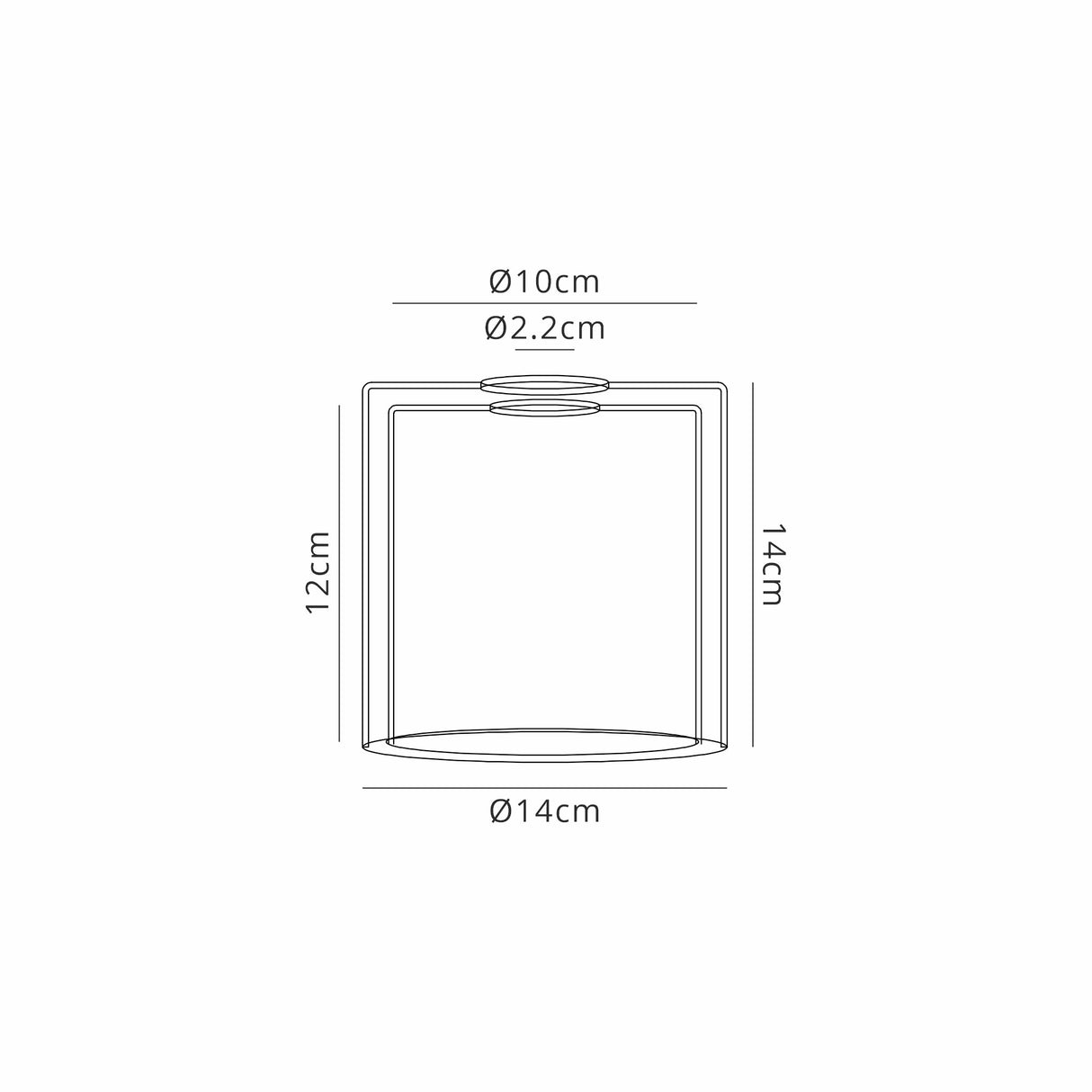 Lathen 140x140mm Medium Cylinder Clear Outer And Opal Inner (H) Glass Shade