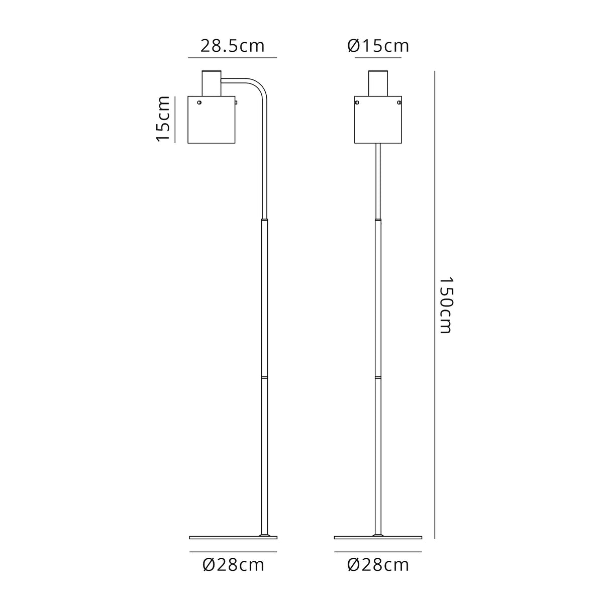 Chisholm Floor Lamp, 1 Light E27, Black / Smoke Fade Glass