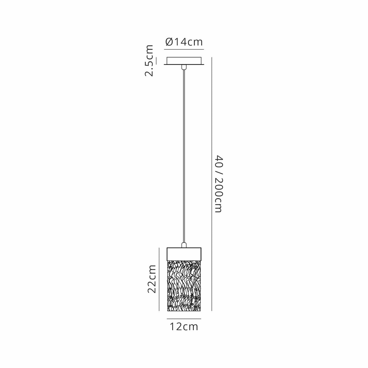 Brodie Medium Pendant 2m, 1 x 4.5W LED, 3000K, 160lm, Painted Brushed Gold, 3yrs Warranty