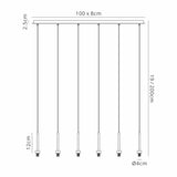 Lathen Satin Black 6 Light G9 Universal 2m Linear Pendant, Suitable For A Vast Selection Of Glass Shades