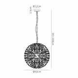 Byrne Pendant 50cm Sphere 12 Light G9 Polished Chrome / Crystal