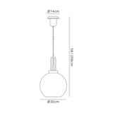 Allardyce 1 Light Pendant E27 With 30cm Globe Glass, Copper/Matt Black/Clear
