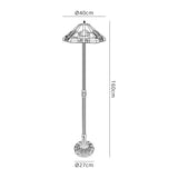 Bould 2 Light Leaf Design Floor Lamp E27 With 40cm Tiffany Shade, White/Grey/Black/Clear Crystal/Aged Antique Brass