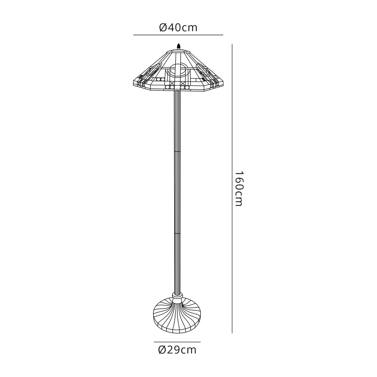Bould 2 Light Stepped Design Floor Lamp E27 With 40cm Tiffany Shade, White/Grey/Black/Clear Crystal/Aged Antique Brass