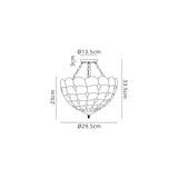 Finney 2 Light Semi Flush E27 With 30cm Tiffany Shade, Beige/Clear Crystal/Aged Antique Brass