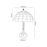 Finney 2 Light Tree Like Table Lamp E27 With 40cm Tiffany Shade, Beige/Clear Crystal/Aged Antique Brass