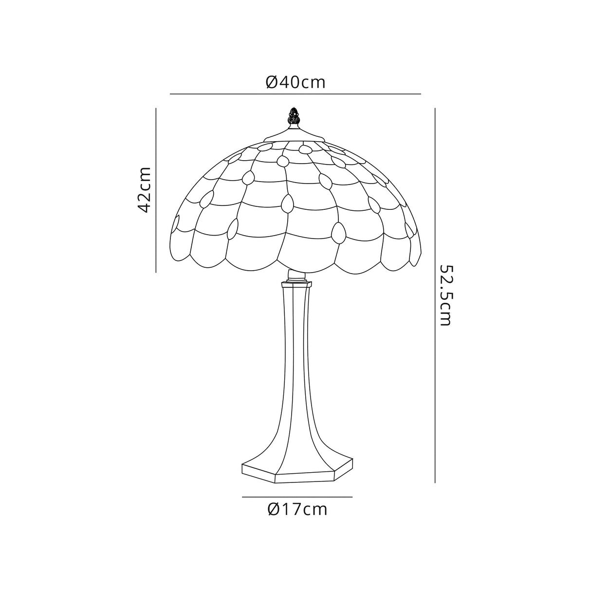 Finney 2 Light Octagonal Table Lamp E27 With 40cm Tiffany Shade, Beige/Clear Crystal/Aged Antique Brass