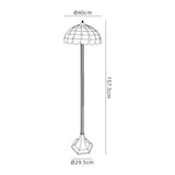 Finney 2 Light Octagonal Floor Lamp E27 With 40cm Tiffany Shade, Beige/Clear Crystal/Aged Antique Brass