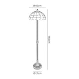 Finney 2 Light Leaf Design Floor Lamp E27 With 40cm Tiffany Shade, Beige/Clear Crystal/Aged Antique Brass
