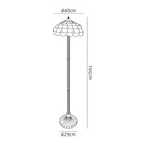 Finney 2 Light Stepped Design Floor Lamp E27 With 40cm Tiffany Shade, Beige/Clear Crystal/Aged Antique Brass