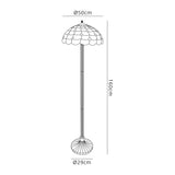 Finney 2 Light Stepped Design Floor Lamp E27 With 50cm Tiffany Shade, Beige/Clear Crystal/Aged Antique Brass