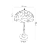Hinnigan 2 Light Tree Like Table Lamp E27 With 40cm Tiffany Shade, Blue/Orange/Crystal/Aged Antique Brass
