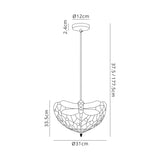 Hinnigan 1 Light Uplighter Pendant E27 With 30cm Tiffany Shade, Purple/Pink/Crystal/Black