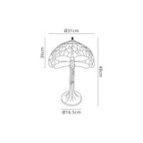 Hinnigan 1 Light Tree Like Table Lamp E27 With 30cm Tiffany Shade, Purple/Pink/Crystal/Aged Antique Brass