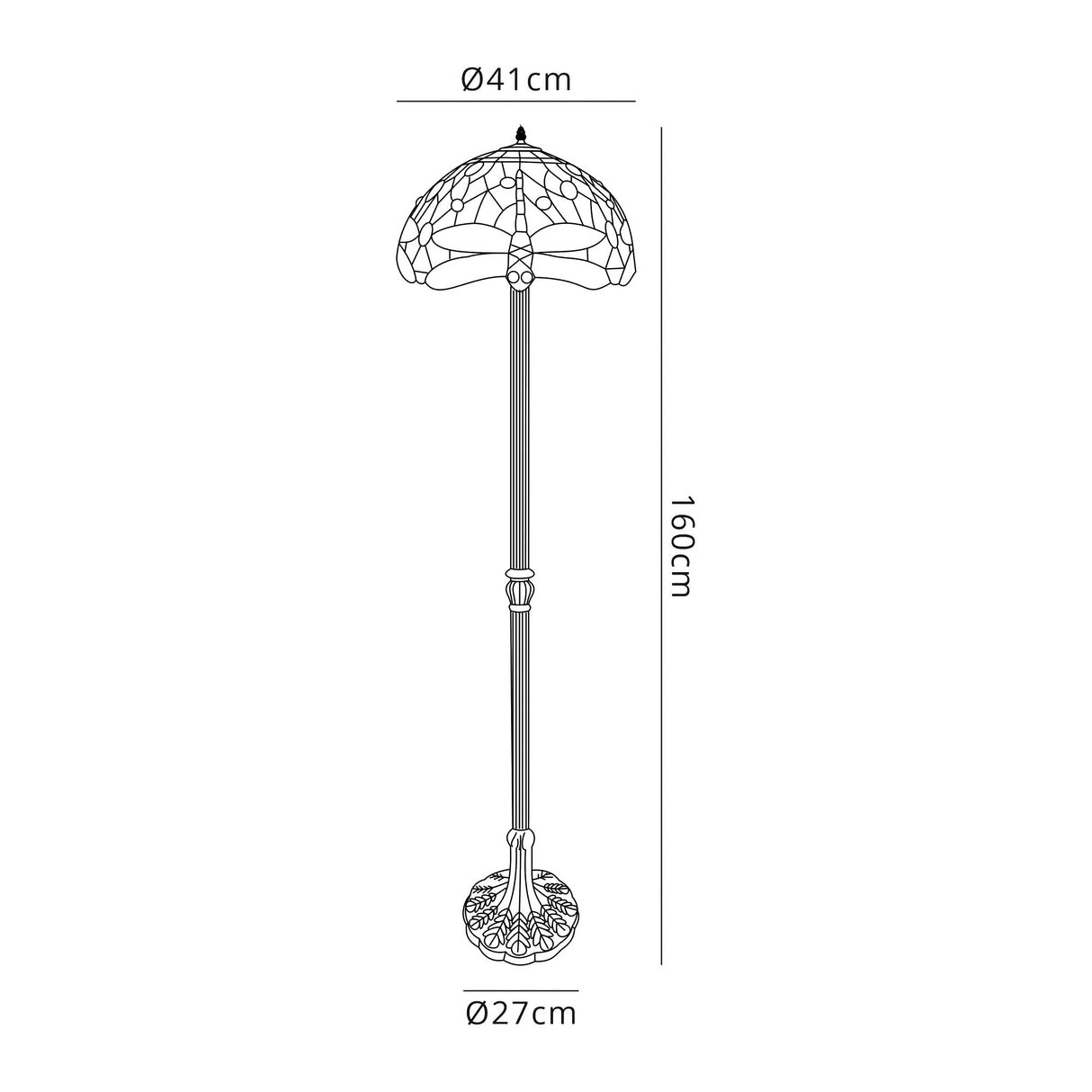 Hinnigan 2 Light Stepped Design Floor Lamp E27 With 40cm Tiffany Shade, Purple/Pink/Crystal/Aged Antique Brass