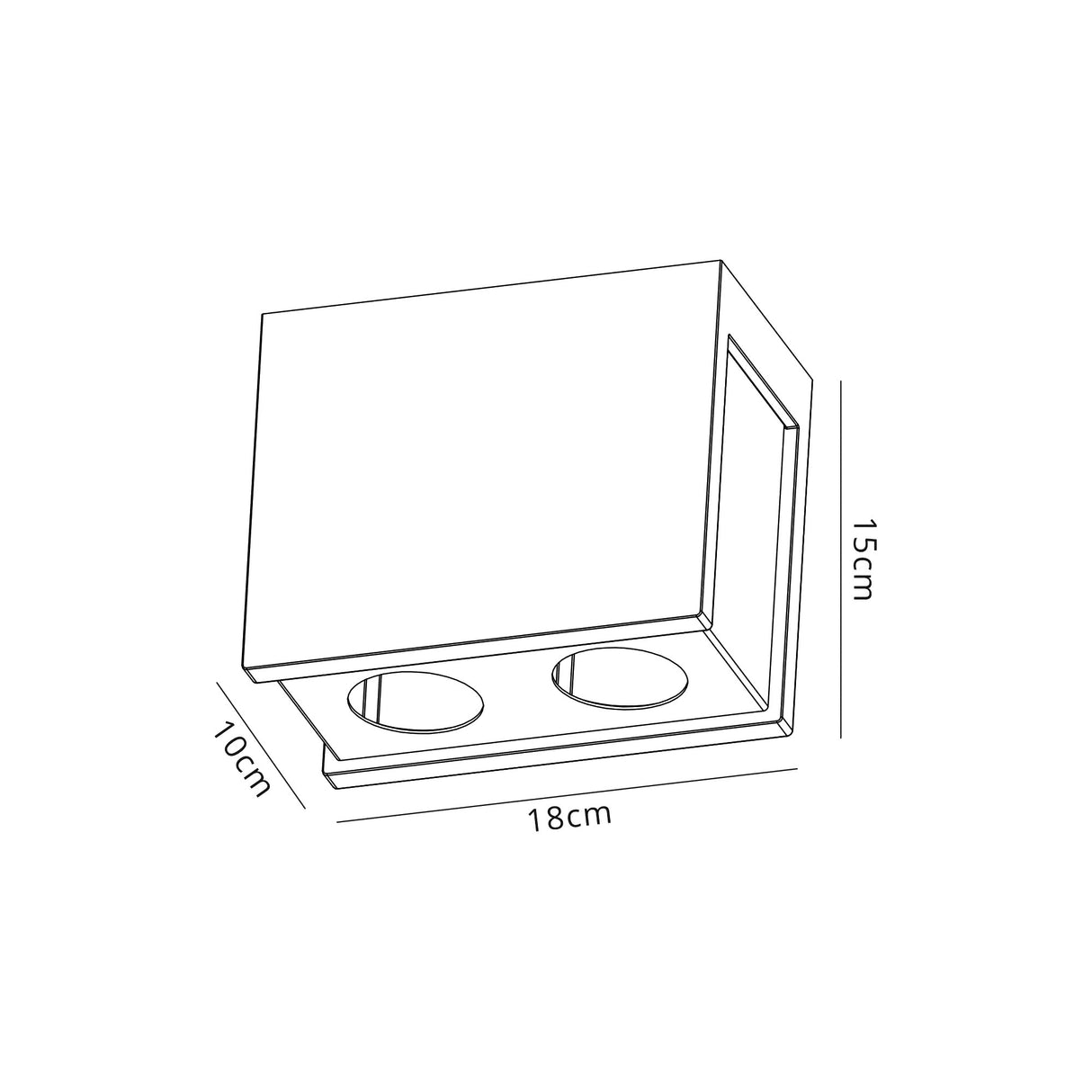 Holloway 2 Light Rectangular Ceiling GU10, White Paintable Gypsum With Matt Black Cover