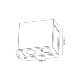Holloway 2 Light Rectangular Ceiling GU10, White Paintable Gypsum With Matt Black Cover