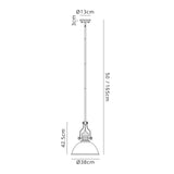 Munro 1 Light Pendant E27 With 38cm Dome Glass Shade, Antique Brass/Clear