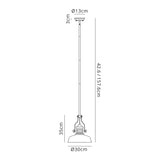 Munro 1 Light Pendant E27 With 30cm Flat Round Glass Shade, Antique Brass/Clear