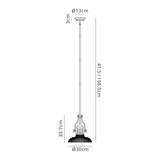 Munro 1 Light Pendant E27 With 30cm Round Glass Shade, Polished Nickel/Smoked