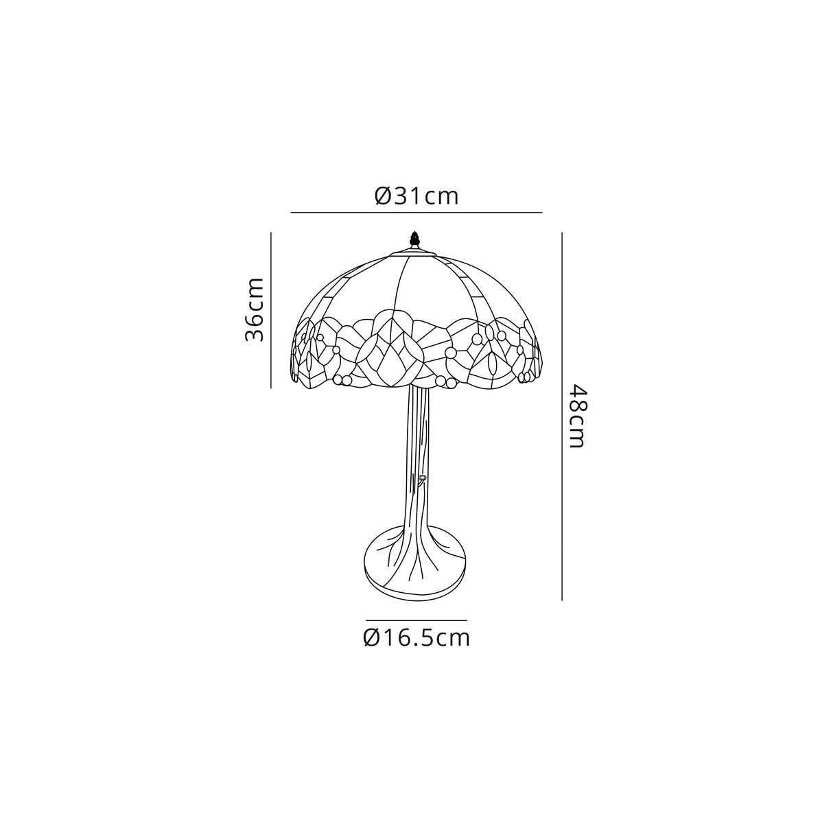 Siddall 1 Light Tree Like Table Lamp E27 With 30cm Tiffany Shade, Blue/Clear Crystal/Aged Antique Brass