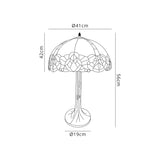 Siddall 2 Light Tree Like Table Lamp E27 With 40cm Tiffany Shade, Blue/Clear Crystal/Aged Antique Brass