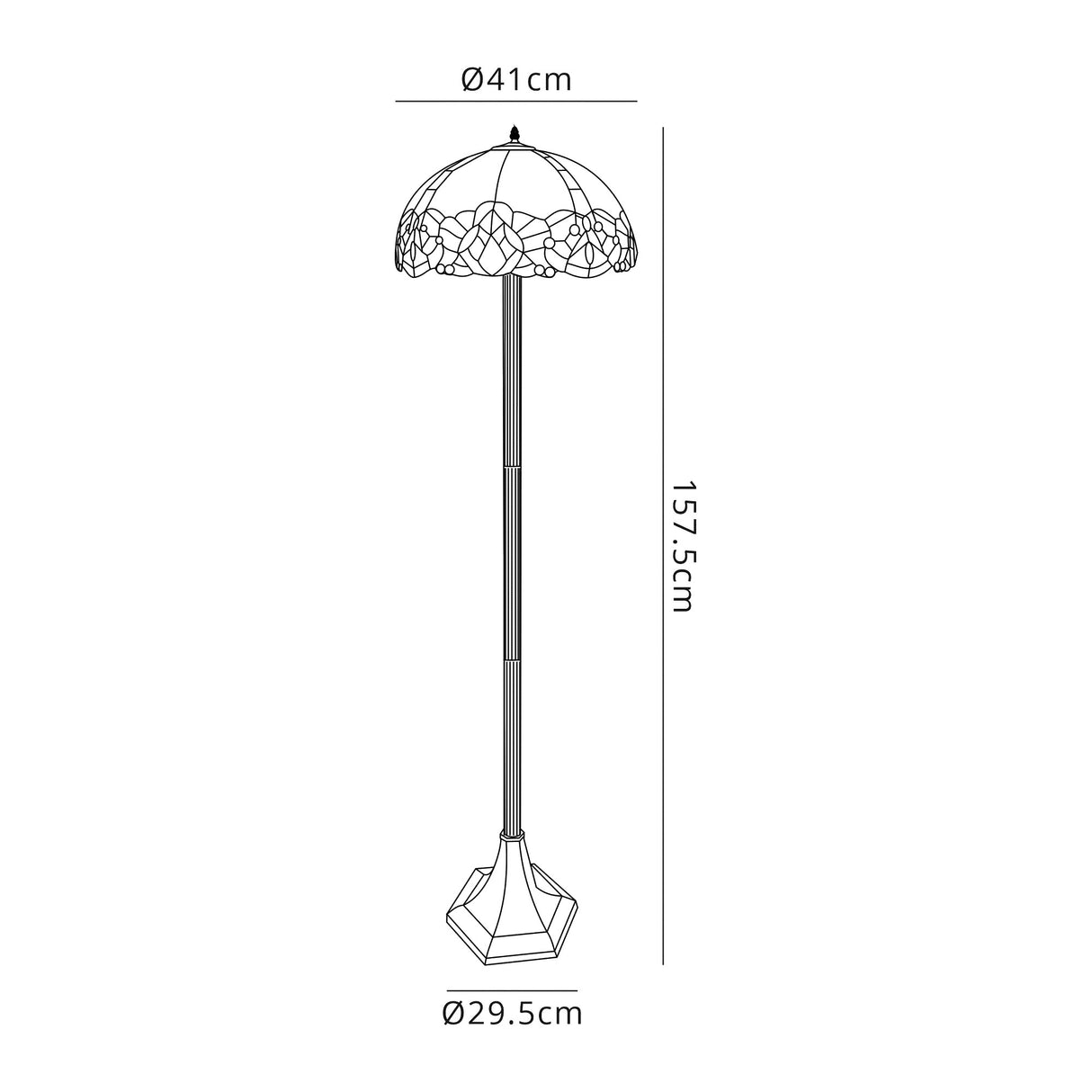 Siddall 2 Light Octagonal Floor Lamp E27 With 40cm Tiffany Shade, Blue/Clear Crystal/Aged Antique Brass