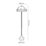 Siddall 2 Light Octagonal Floor Lamp E27 With 40cm Tiffany Shade, Blue/Clear Crystal/Aged Antique Brass