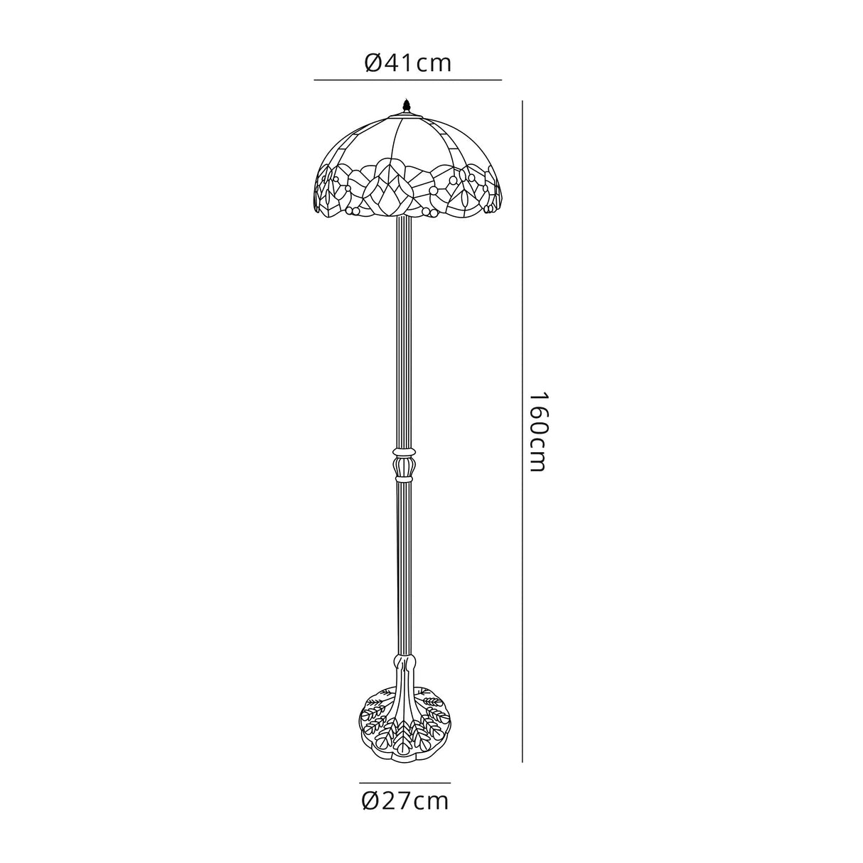 Siddall 2 Light Leaf Design Floor Lamp E27 With 40cm Tiffany Shade, Blue/Clear Crystal/Aged Antique Brass