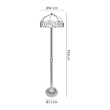 Siddall 2 Light Leaf Design Floor Lamp E27 With 40cm Tiffany Shade, Blue/Clear Crystal/Aged Antique Brass