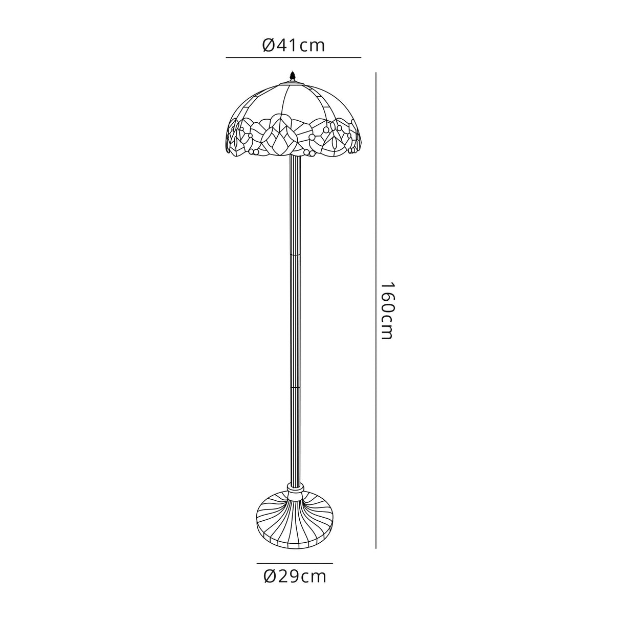 Siddall 2 Light Stepped Design Floor Lamp E27 With 40cm Tiffany Shade, Blue/Clear Crystal/Aged Antique Brass
