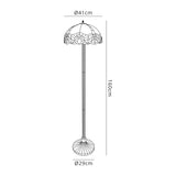 Siddall 2 Light Stepped Design Floor Lamp E27 With 40cm Tiffany Shade, Blue/Clear Crystal/Aged Antique Brass
