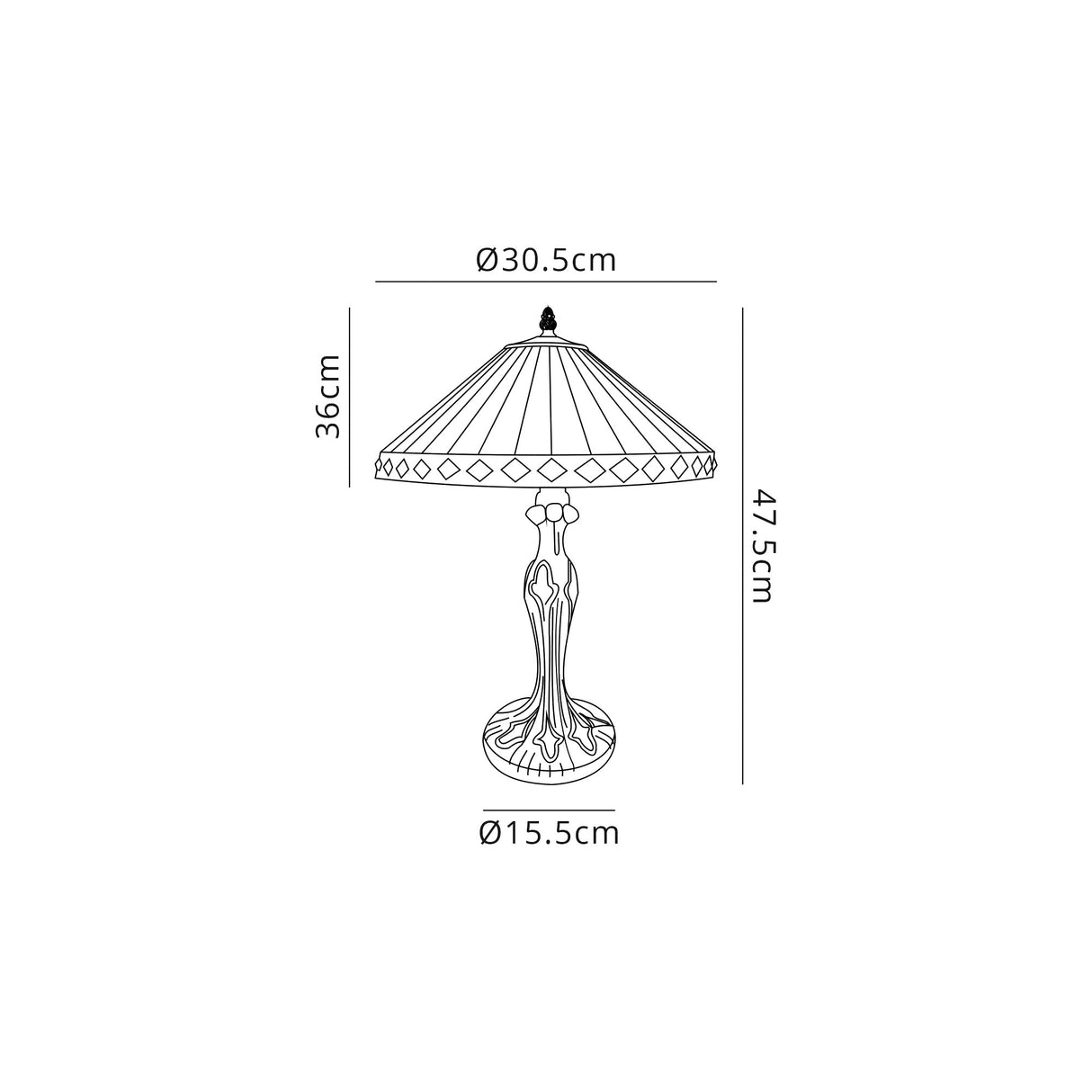 Wearne 1 Light Curved Table Lamp E27 With 30cm Tiffany Shade, Amber/Cream/Crystal/Aged Antique Brass