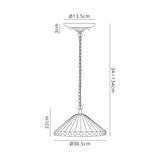 Wearne 2 Light Downlighter Pendant E27 With 30cm Tiffany Shade, Amber/Cream/Crystal/Aged Antique Brass